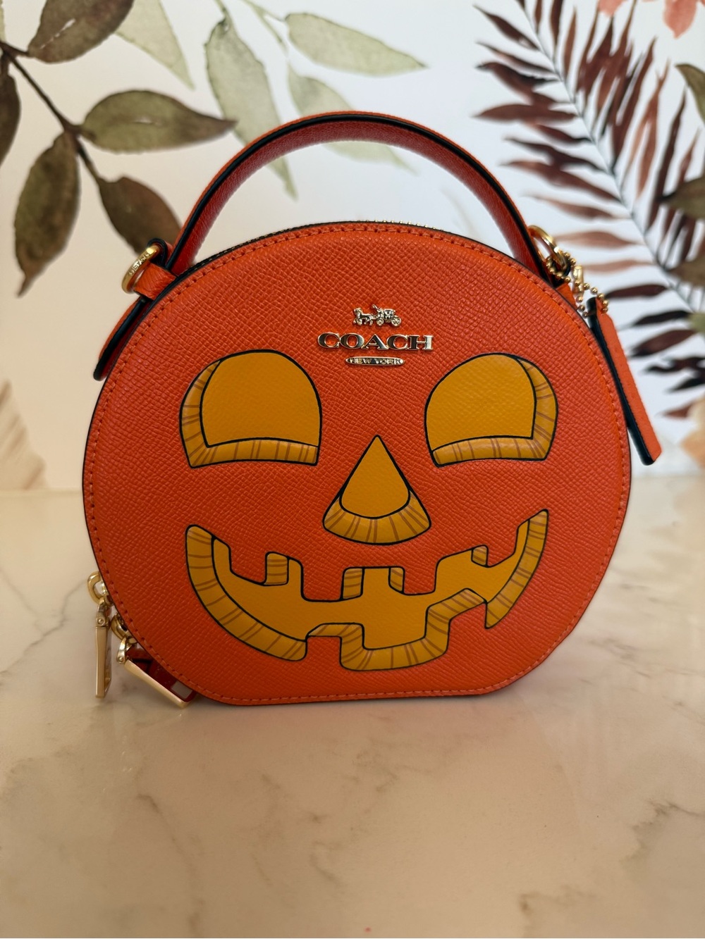 COACH Halloween Jack-o'-Lantern Pumpkin Canteen Crossbody Bag